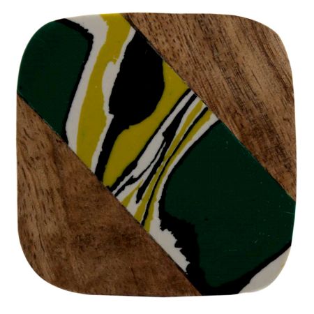 Square Wooden and Metal Cabinet Knob